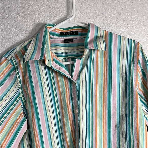 Lauren Ralph Lauren Green and Pink Casual Button Down Shirt Large - Picture 3 of 5